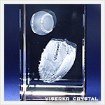 3Dクリスタル 野球グローブとボール 写真版